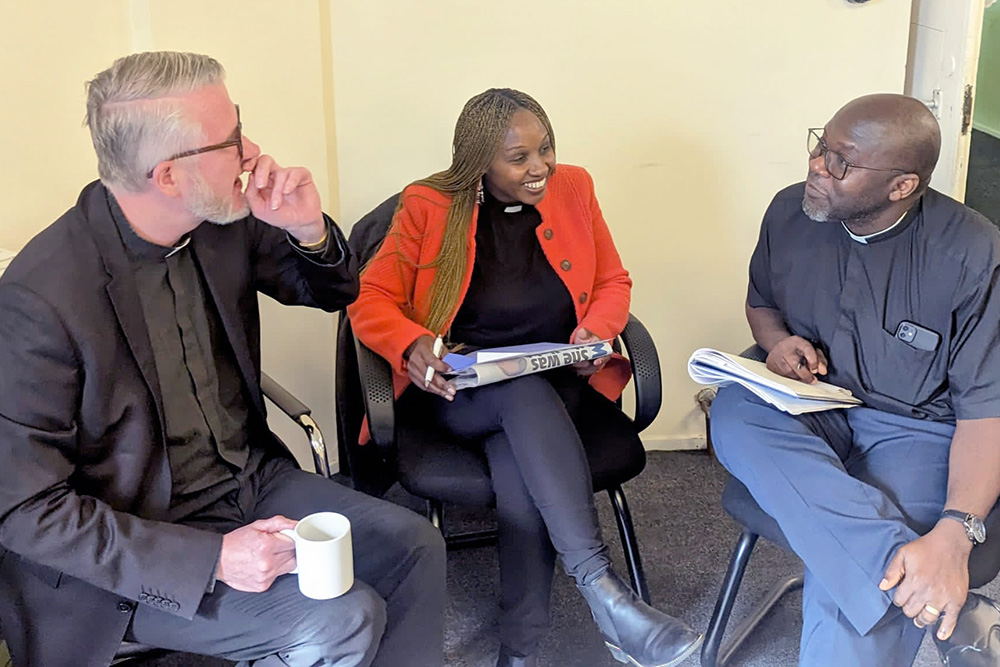 A small group talking at the Synergy Network meeting