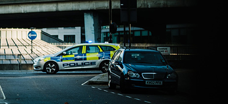 Police car in street